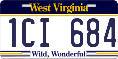 WV license plate 1CI684
