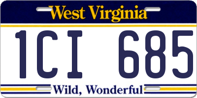 WV license plate 1CI685