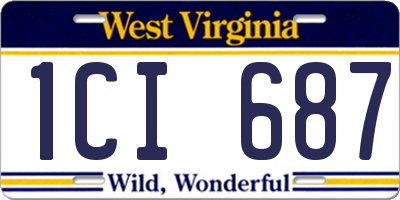 WV license plate 1CI687