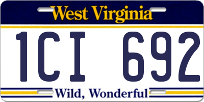 WV license plate 1CI692