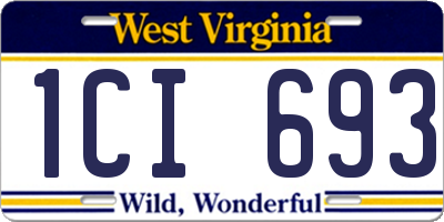 WV license plate 1CI693