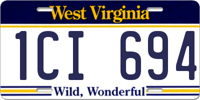 WV license plate 1CI694