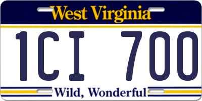 WV license plate 1CI700