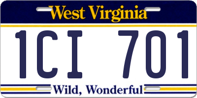 WV license plate 1CI701
