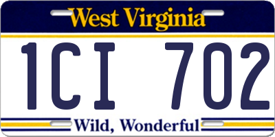 WV license plate 1CI702