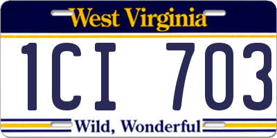 WV license plate 1CI703