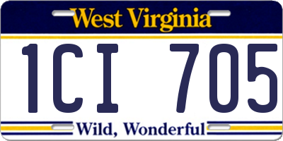 WV license plate 1CI705