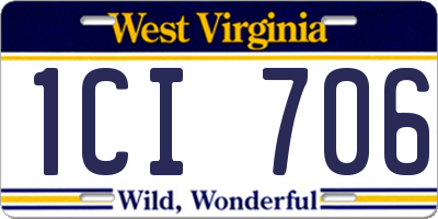 WV license plate 1CI706