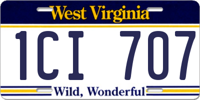WV license plate 1CI707