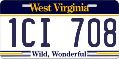 WV license plate 1CI708