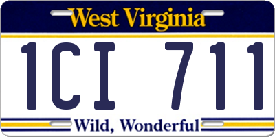 WV license plate 1CI711