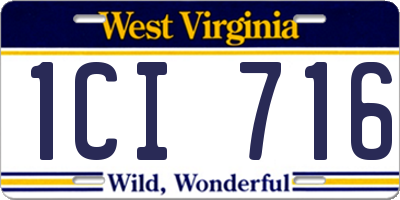 WV license plate 1CI716