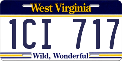 WV license plate 1CI717