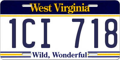 WV license plate 1CI718