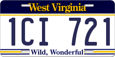 WV license plate 1CI721