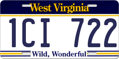 WV license plate 1CI722