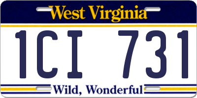 WV license plate 1CI731