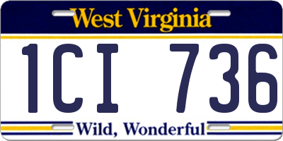 WV license plate 1CI736
