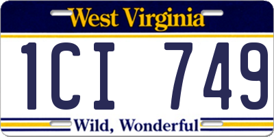 WV license plate 1CI749