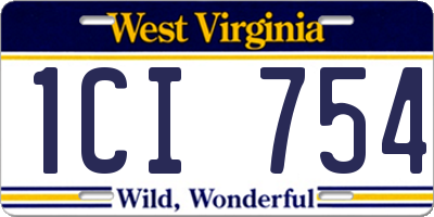 WV license plate 1CI754