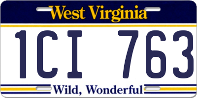 WV license plate 1CI763