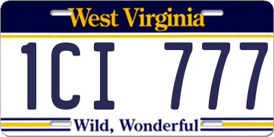 WV license plate 1CI777