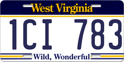 WV license plate 1CI783