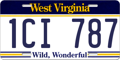 WV license plate 1CI787