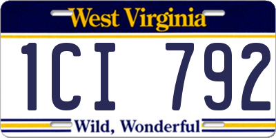 WV license plate 1CI792