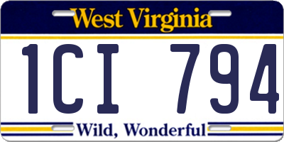 WV license plate 1CI794