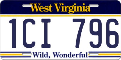 WV license plate 1CI796