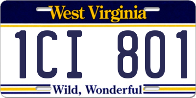 WV license plate 1CI801