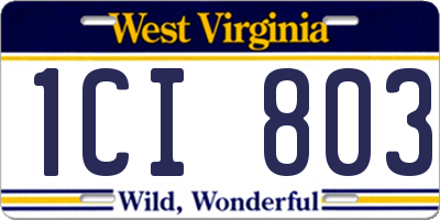 WV license plate 1CI803