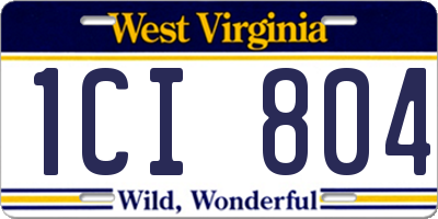 WV license plate 1CI804