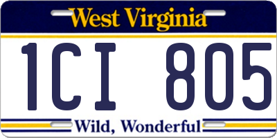 WV license plate 1CI805