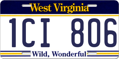 WV license plate 1CI806