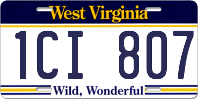 WV license plate 1CI807