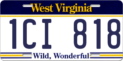 WV license plate 1CI818