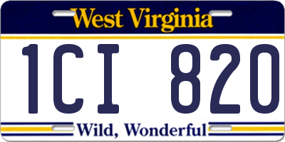 WV license plate 1CI820