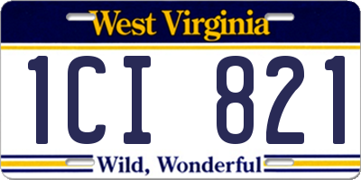 WV license plate 1CI821