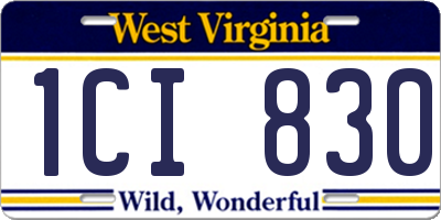 WV license plate 1CI830