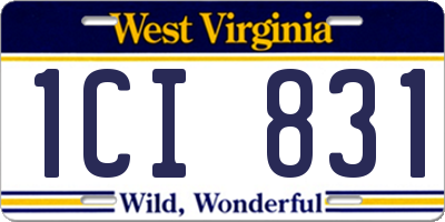 WV license plate 1CI831