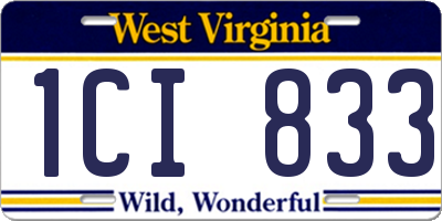 WV license plate 1CI833