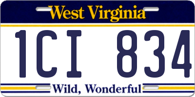 WV license plate 1CI834