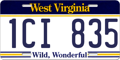 WV license plate 1CI835