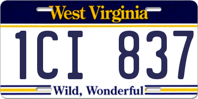 WV license plate 1CI837