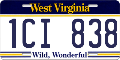 WV license plate 1CI838