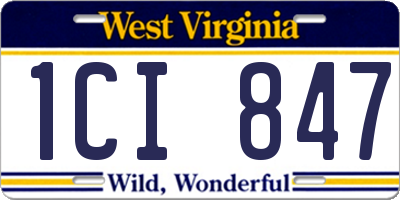 WV license plate 1CI847