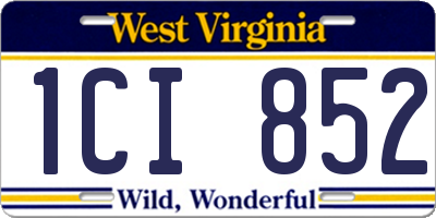WV license plate 1CI852