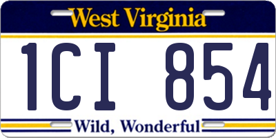 WV license plate 1CI854